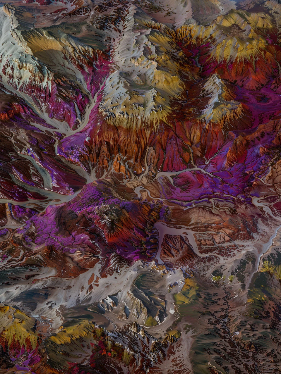 Scape — magenta and gold karst mountains regenerated as generative terrain